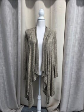 Nina Capri Open-Front Draped Cardigan - Taupe Heather Size L